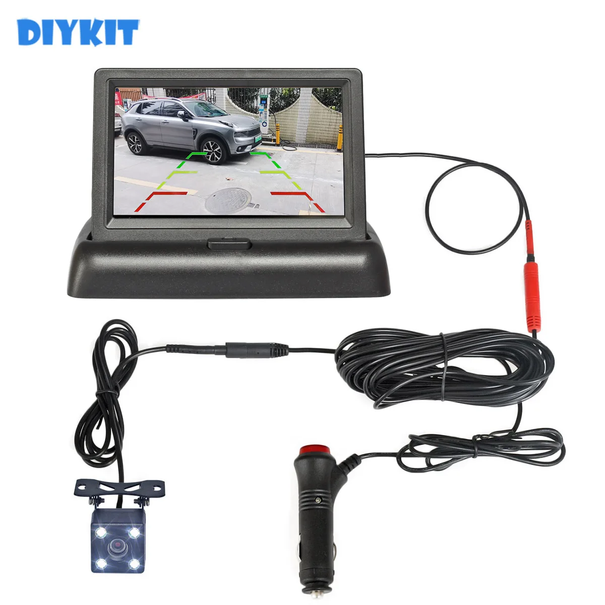 back up camera for truck DIYKIT 4.3" AHD Rear View Car Monitor 1280*720 Vehicle Reverse Backup Starlight Car Camera Video Parking System Car Charger rear camera for car