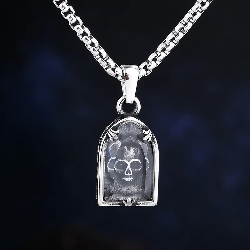 Collana Uomo Teschio 3D In Acciaio Inox 316L – Gioiello Vintage, Idea Regalo Per Fidanzato O Papà