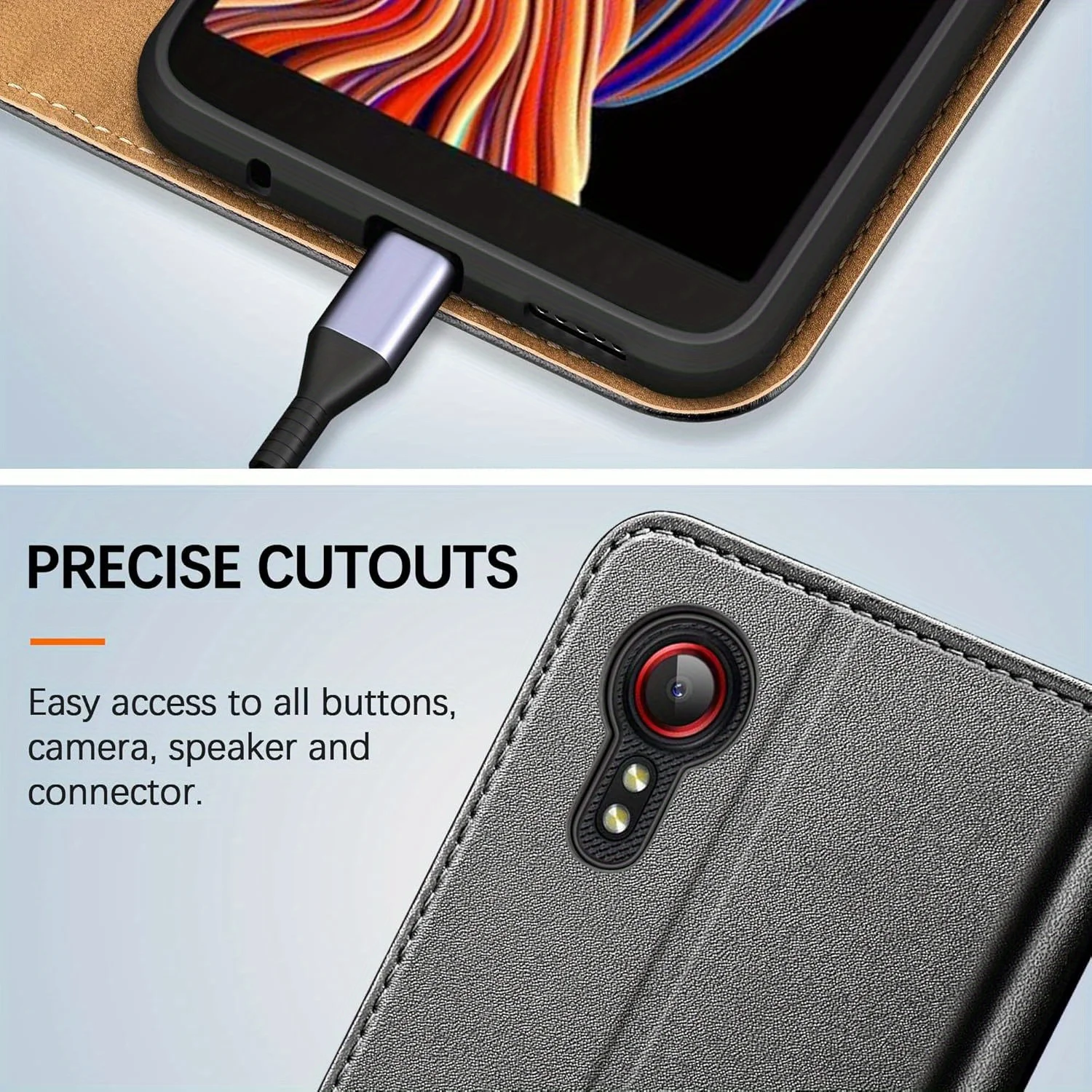 Premium PU Leather Wallet Case with Kickstand - Flip Phone Cover