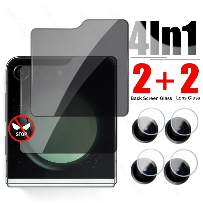 Samung Flip 5 Case 4 In1 Privacy Back Screen Camera Vetro Protettivo Per Samsung Galaxy Z Flip5 5G Zflip 5 Z5 Flip.5 Zflip5 Funda