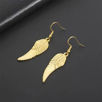 Boucles d'oreilles ailes d'ange pendantes en acier inoxydable, longues plumes créatives pour femmes, bijoux élégants, cadeaux 3