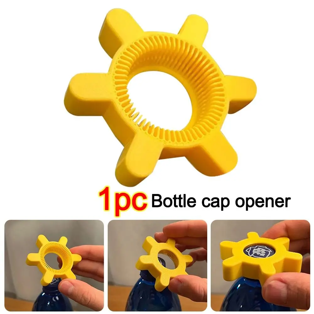 1Pcs 독특한 다기능 병 뚜껑 오프너 노란색 플라스틱 로터리 병따개 바 용품 병따개 주방 도구
