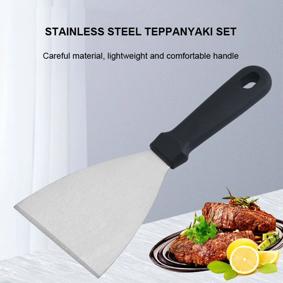 Stainless Steel Metal Griddle Spatula Hamburger Turner Scraper Pancake Flipper Great for BBQ Grill