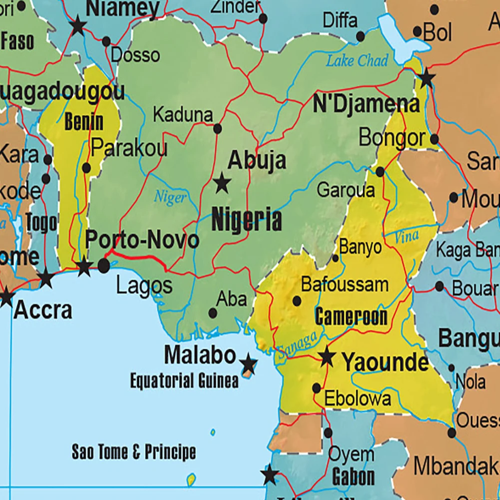 Africa Map English 2011 Version Poster and Prints Canvas Painting Living Room Decor Office School Supplies 100*150cm