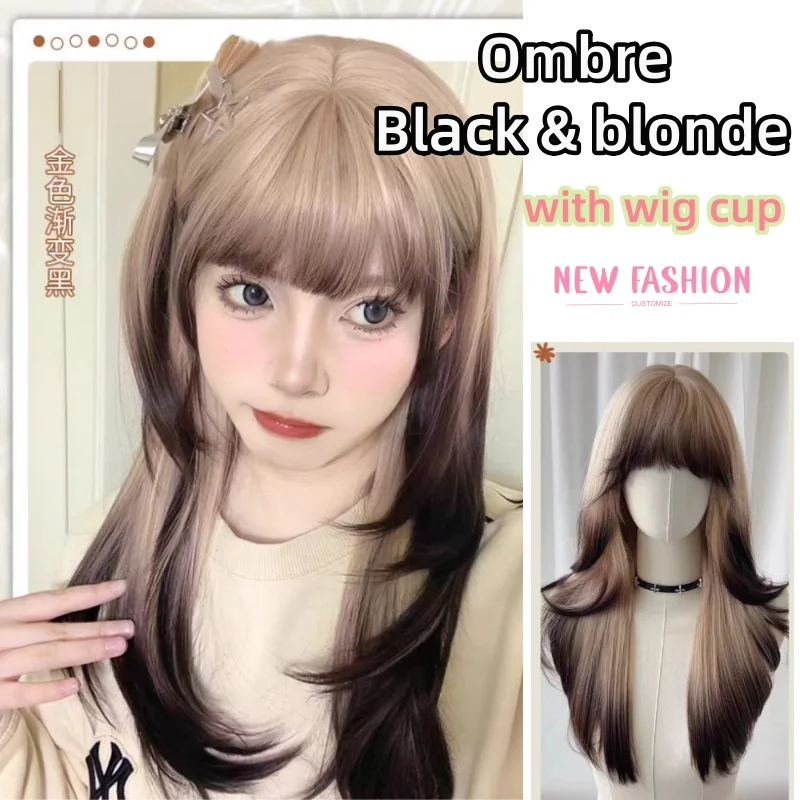 

Camllia Wig for Women Long Waves Curly Hair Lolita Wigs with Bangs for Party Cosplay Heat Resistant Headband Synthetic Wigs