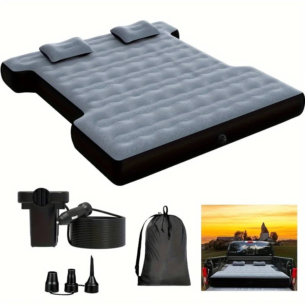 

Truck Bed Air Mattress Inflatable Pickup Air Bed - for 5.5-5.8Ft Full-Size Short Truck Beds with 16.4FT Car Air Cord & Air Pill