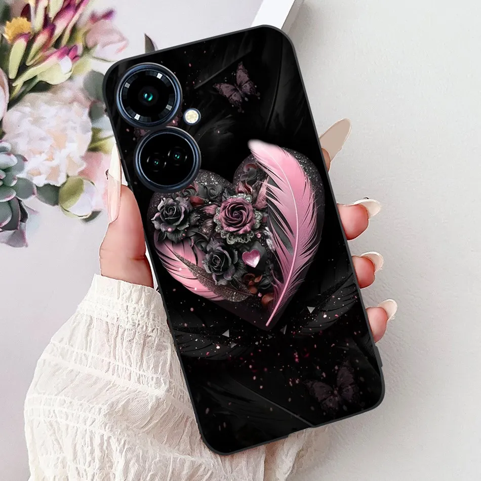 Elegant Butterfly Cat Black Silicone Soft Phone Case