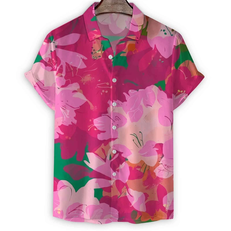 thumbnail image 1 of Nuevas camisetas de moda con estampado 3D de flores para mujer, camisetas casuales de verano de manga corta para hombre, ropa para hombre, camisetas de gran tamaño con solapa, 1 of 5