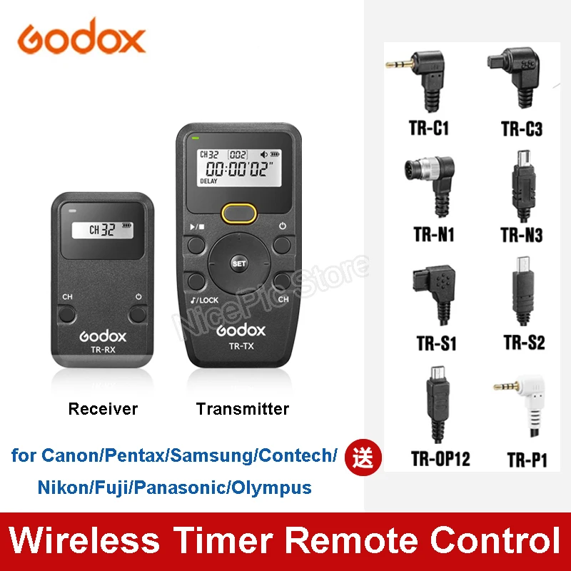 Rilascio Dell'Otturatore Del Telecomando Del Timer Wireless Godox Tr-Tx/Rx Per Canon/Pentax/Samsung/Contech/Nikon/Fuji/Panasonic/Olympus
