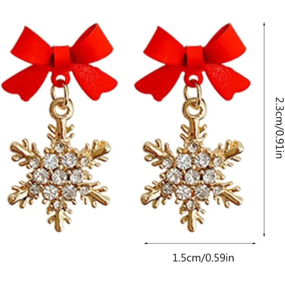 Elegant Bowknot Snowflakes Drop Earrings Adornment Trendy Ear Hooks Ear Pendant