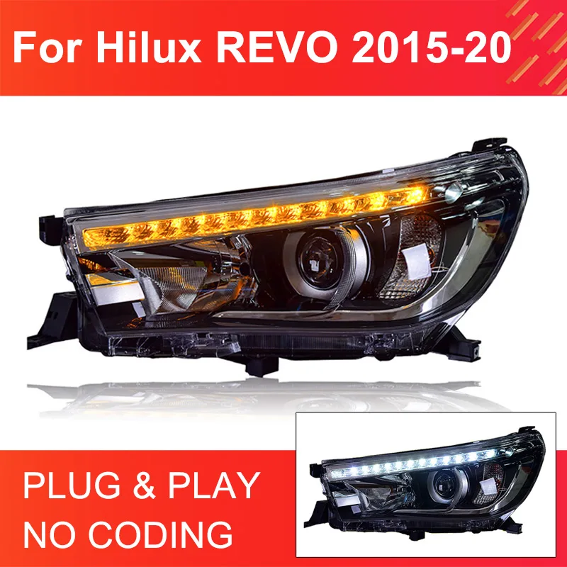 

LED Headlights Assembly for Toyota Hilux Revo Vigo 2015-2020 Headlight Plug and Play LED DRL Dynamic Turning Front Head Lights
