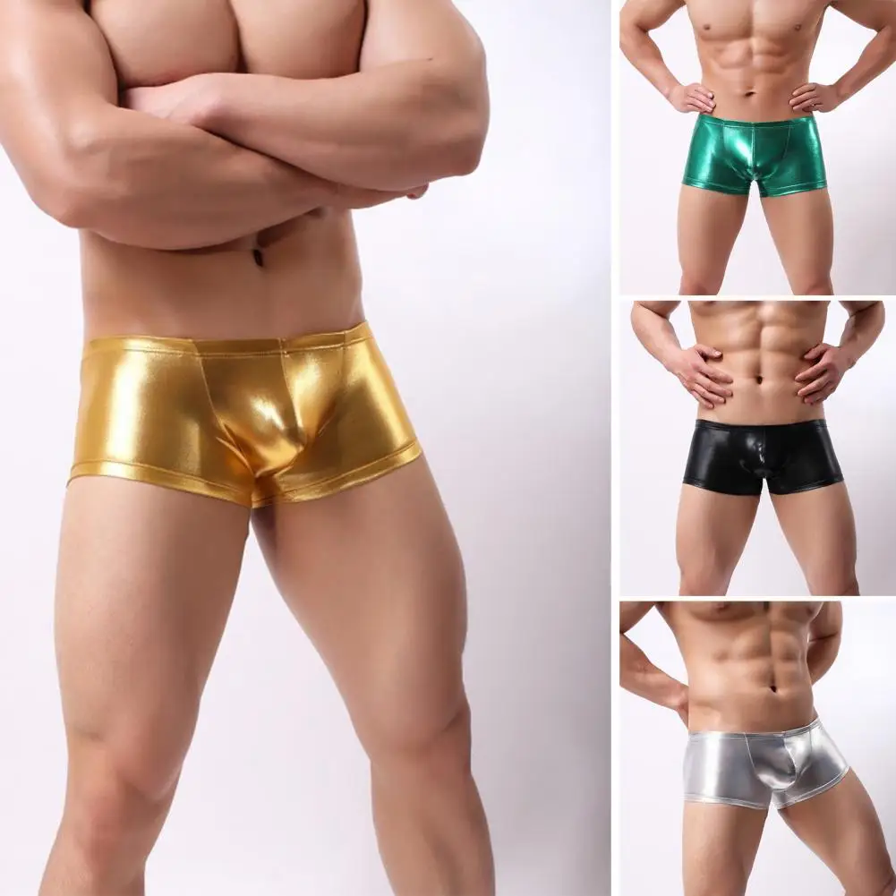 

Men Boxers U Convex Breathable Solid Color Smooth Surface Slim Fit Anti-septic Mid Waist Elastic Men Underpants for Daily Wear