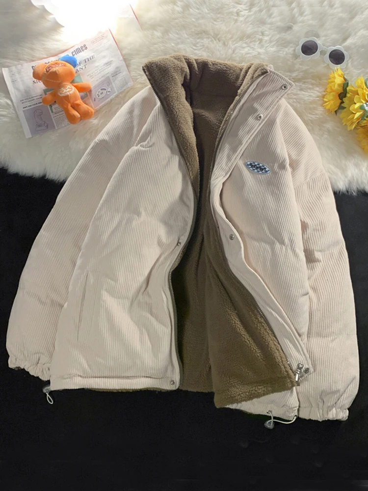 

Winter Coat Women Corduroy Jacket Female Oversized Parkas Ladies Fashion Thicked Warm Coat Double Sided Outwear Abrigo Mujer