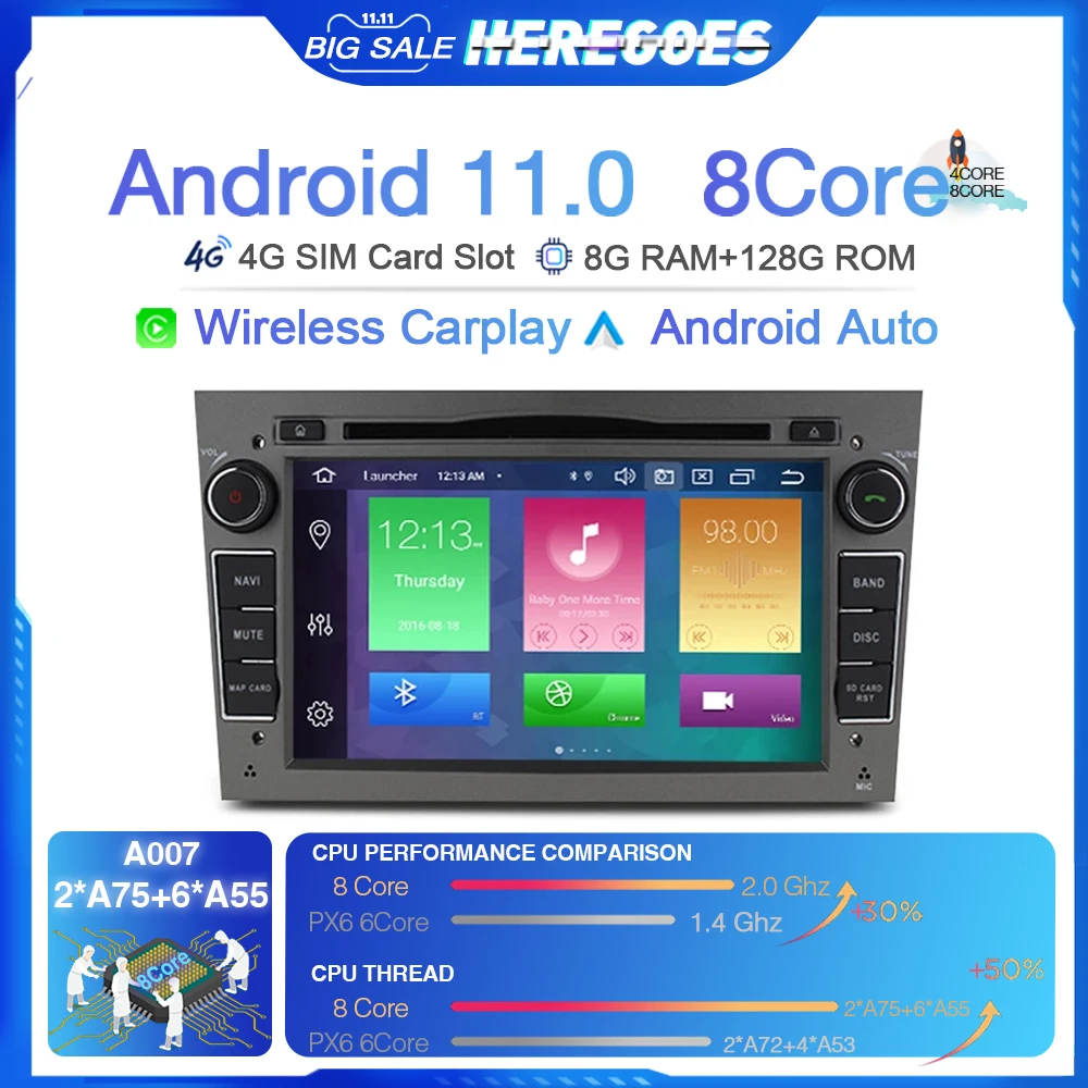 Carplay DSP 2 Din Android 11 Car DVD Player For Opel Astra Antara Vectra Corsa Zafira Meriva vivara Vivaro 8+128G Bluetooth Wifi