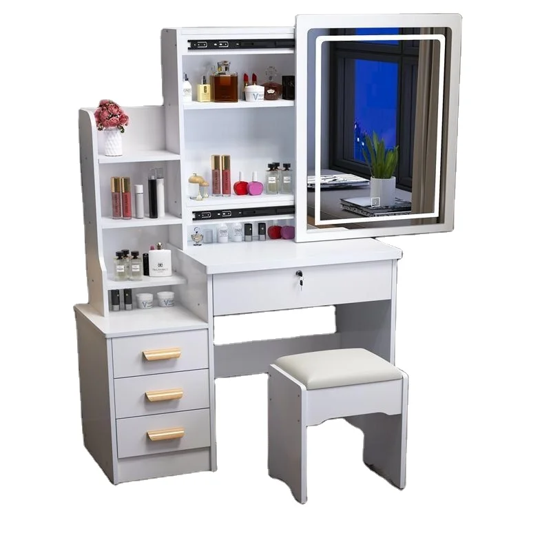 Bedroom Set Modern Furniture Luxury Dresser Make up Vanity Desk LED Light Makeup Dressing Table With Mirror