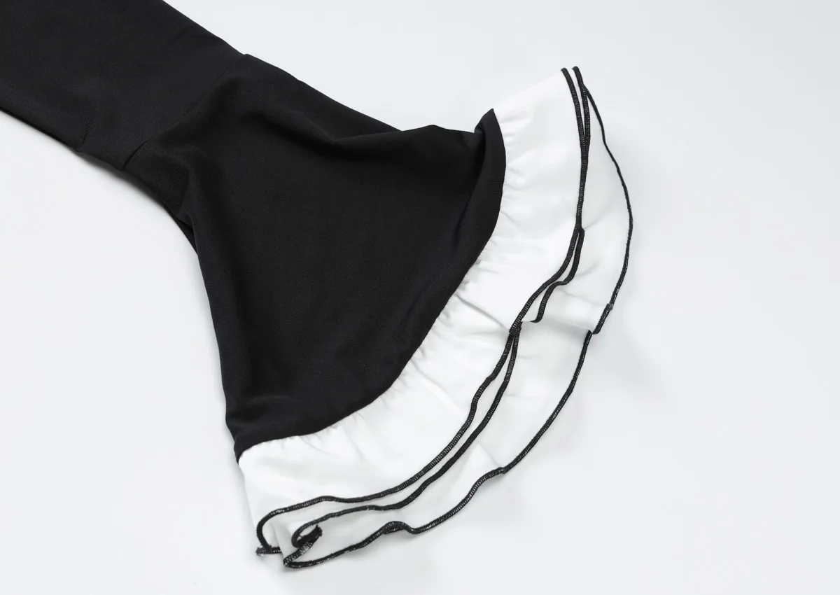 Ruffled Fashion Elegant Long Dress For Women High Waist Square Collar Patchwork Slim Solid Party Dress Female Maxi Dress