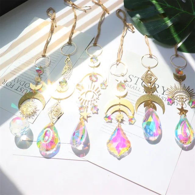 Crystal Wind Chimes Álom Fogó Prizmák Medál Napsütő Szivárványkészítő Ablak Kerti Dekoráció Kültéri Karácsonyi Ajándék - Image 3