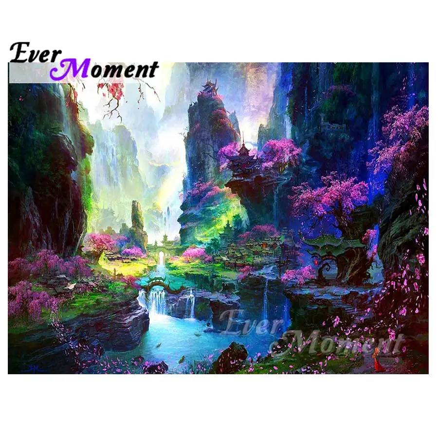 Ever Moment 다이아몬드 페인팅 장식 산, 가정용 그림 모자이크 다이아몬..
