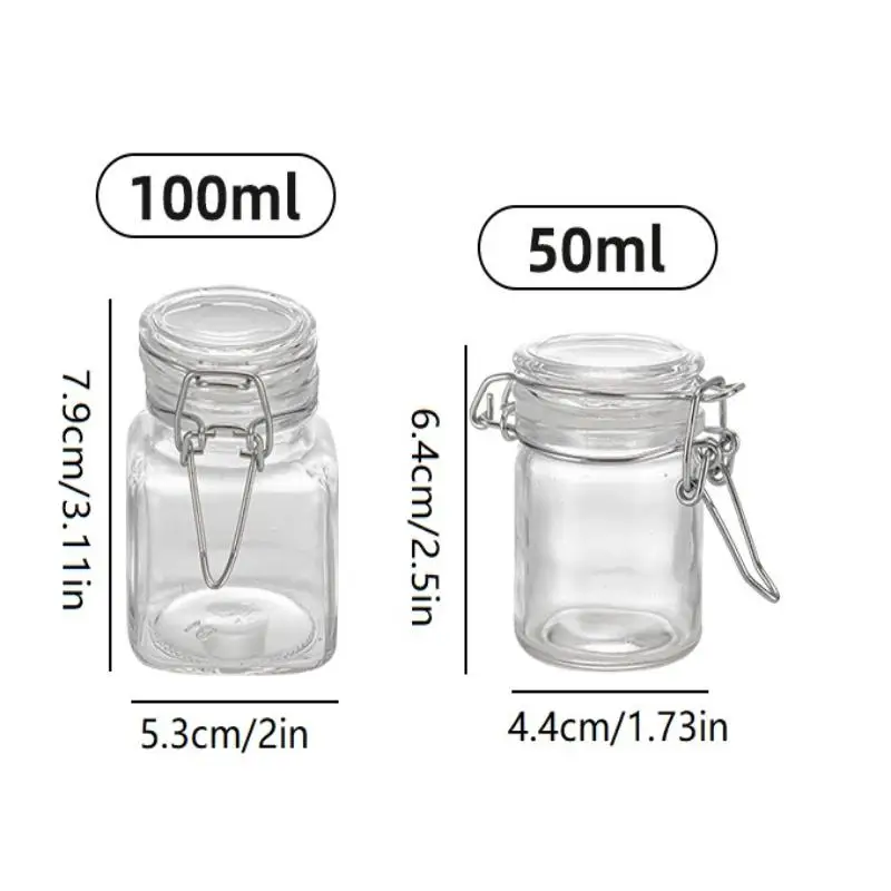 Frasco selado de garrafa de vidro 50/100ml, para cozinha, alimentos, picles, frutas, enlatados, transparente, boca grande, garrafa de geléia, armazenamento doméstico 6