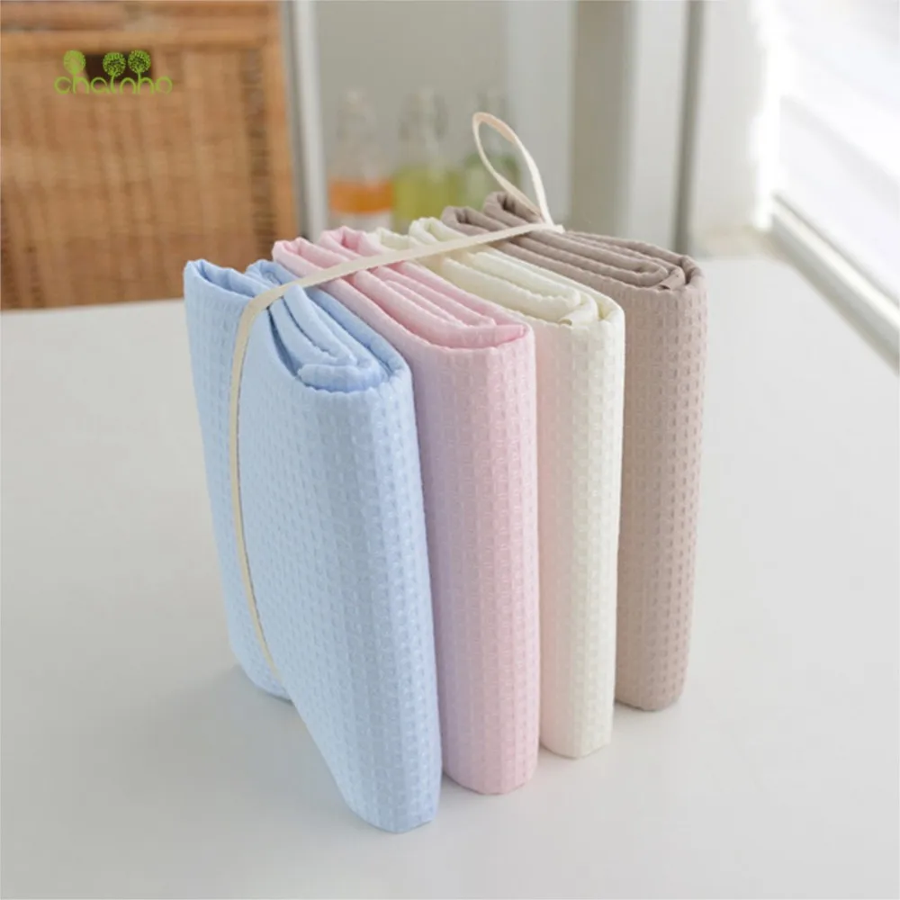 Chainho,Soft Waffle Fabric,Solid Color,DIY Quilting Sewing Material,For Sleepwear,Bathrobes,Pillowcase,Cushion,5 Color Series