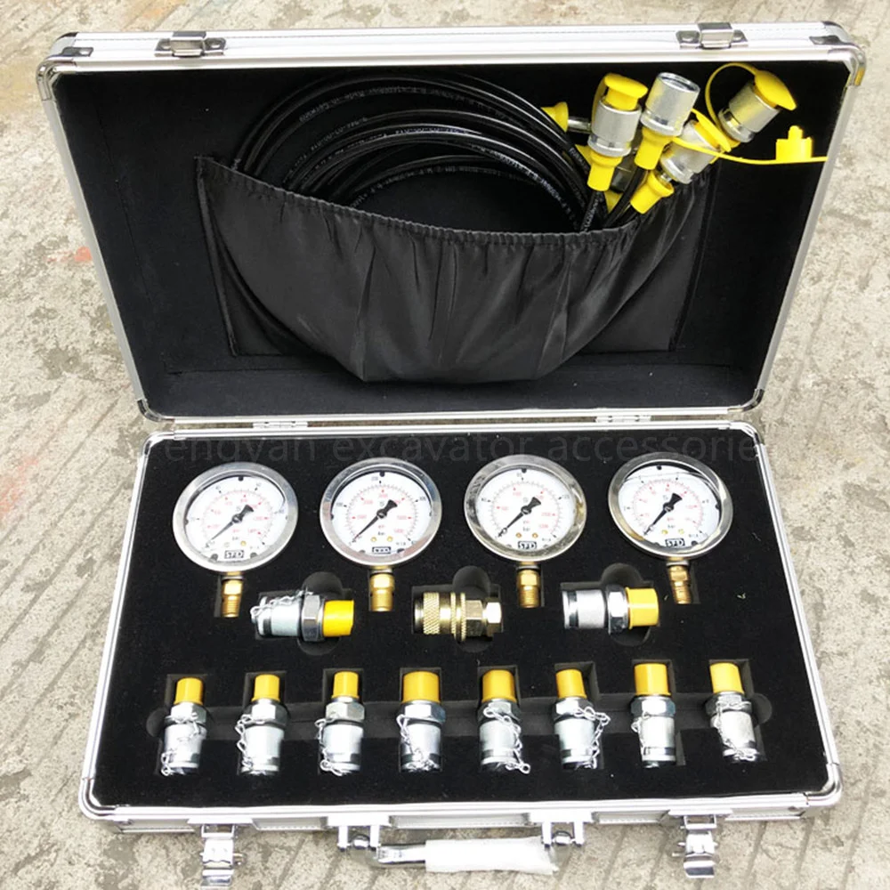 Manometer Parts For Excavator Pressure Gauge Hydraulic Pump Pressure Gauge Oil Test Meter Box Set Repair Tool