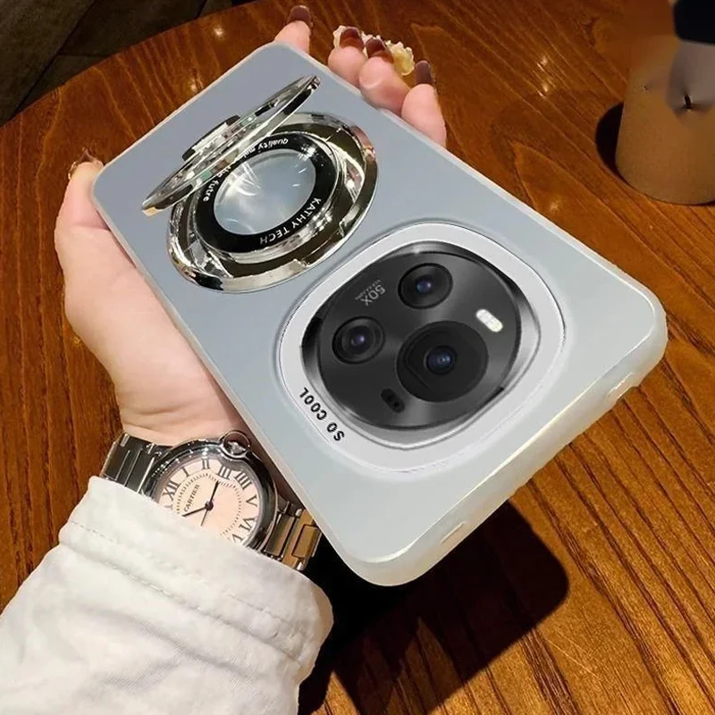 Luxury Hard Matte Ring Magnetic Bracket Phone Case with Stand Cover