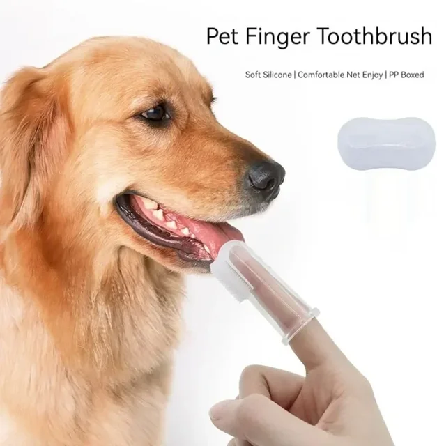 Silicone Soft Pet Finger Cuff Toothbrushes Dog Brush Bad Breath Tartar Teeth Care Tool Cat Cleaning Scrub Silicagel Pet Supplies 2