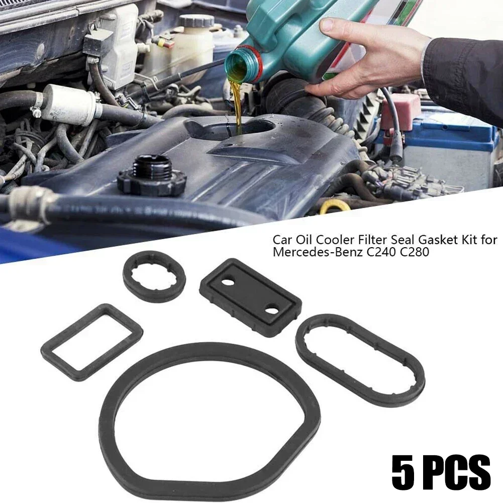 Oil Filter Housing Seal Gasket Kit 5pcs For Mercedes W163 W202 W208 W210 1121840061 1121840161 1121840261 1121840361