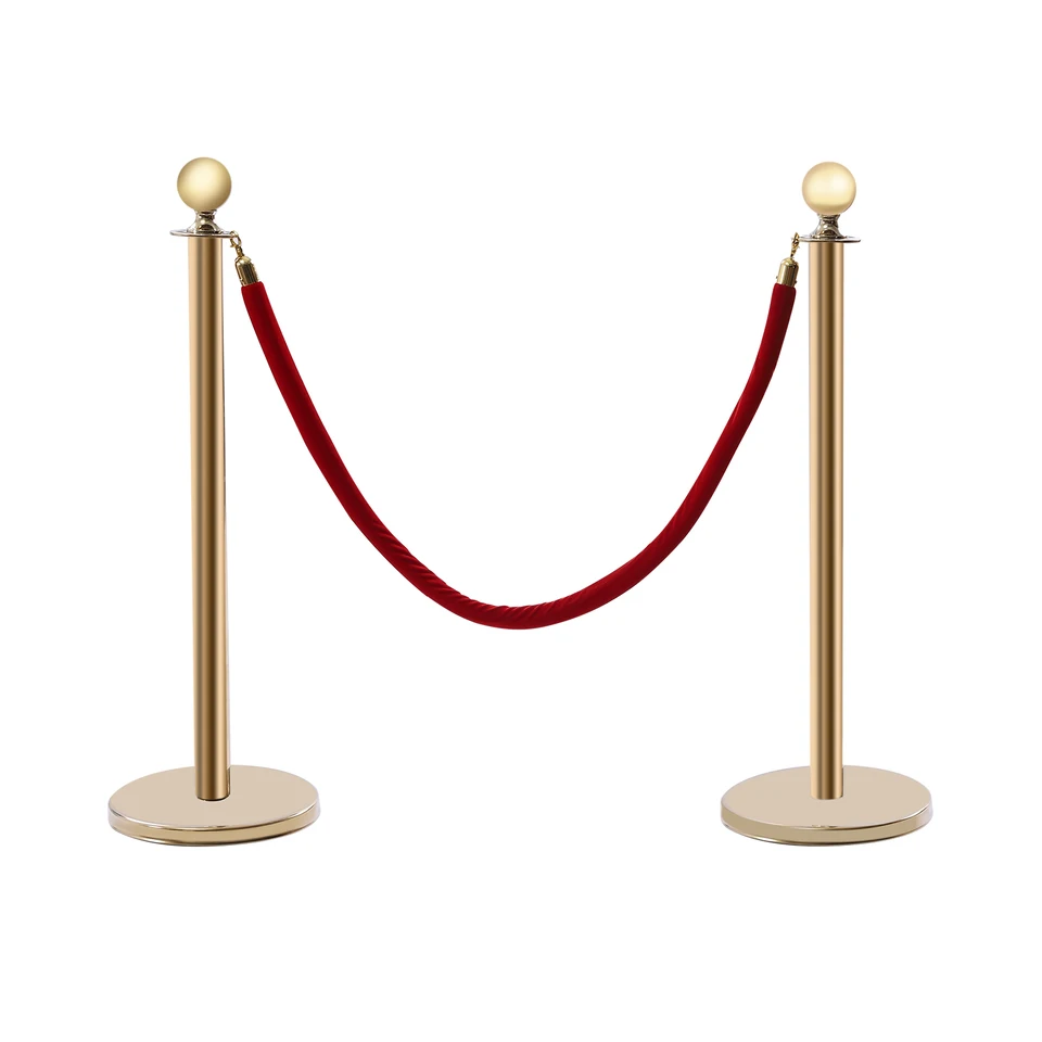 Elegant Crowd Control Stanchion with Red Velvet Ropes