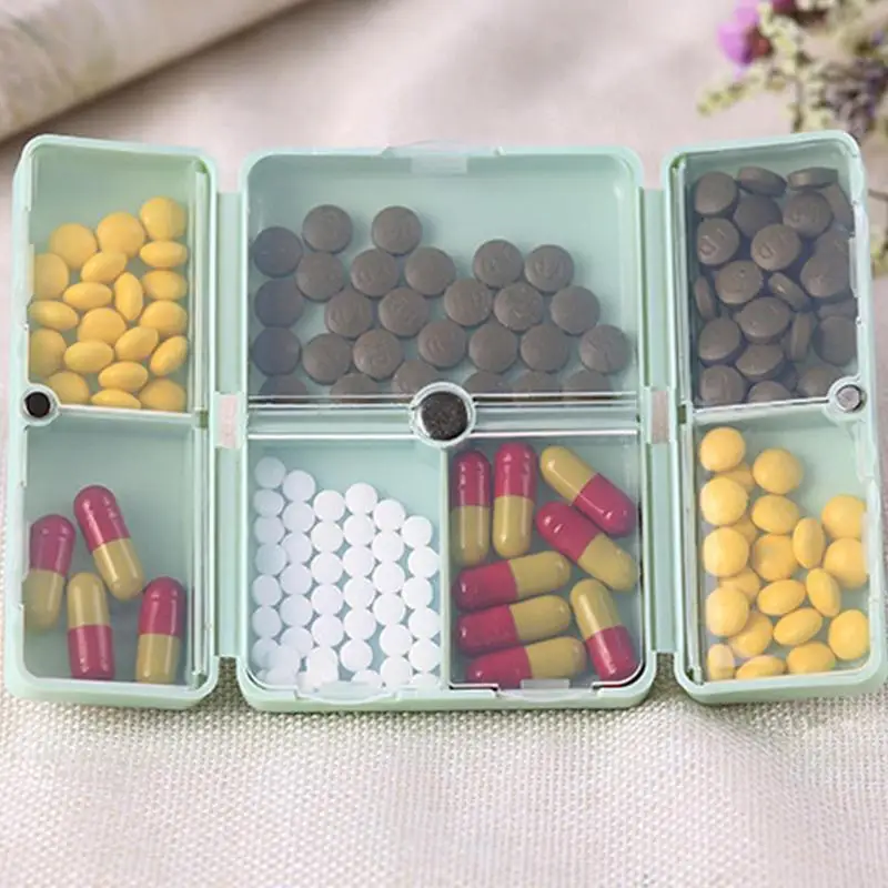 

Travel Pill Organizer Portable Medication Box Small Pill Case Supplements Pocket Purse Magnetic Tablet Container Accessories