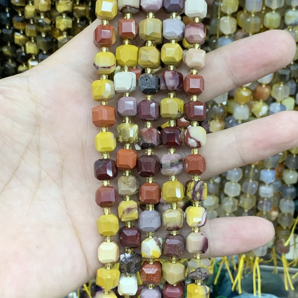 Natürliche quadratische Prehnit- und Tigerauge-Würfelperlen (6mm, 8mm) als lose Abstandshalter für DIY-Schmuckherstellung, Damen-Charm-Halsketten und Ohrringe – Detail 22