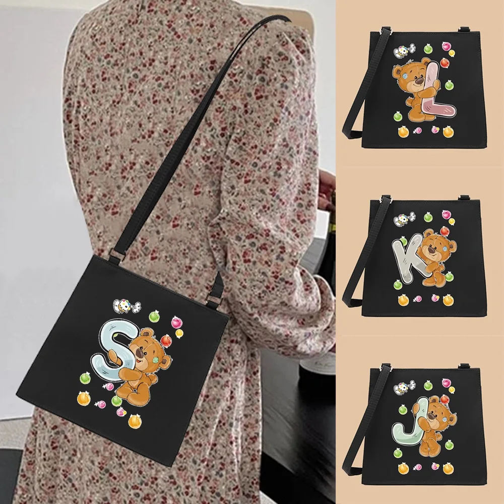 

Crossbody Bags for Women 2022 Casual Shoulder Bags Messenger Case Commuter Square Bag Adjustable All-match Bear Lettern Pattern