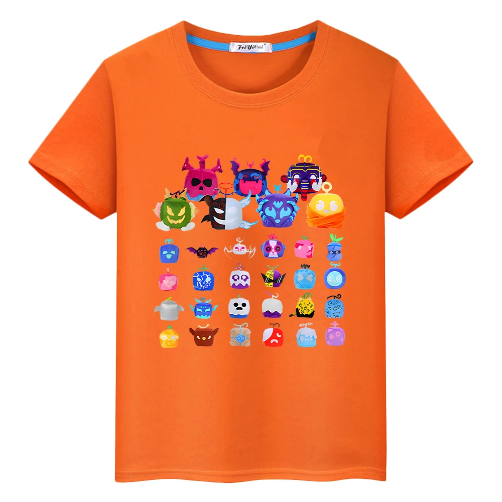 Blox Fruits New Game t shirt for kids boy 10years 100%Cotton Short Tops y2k one piece anime Tees pride tshirt kids clothes girls 3