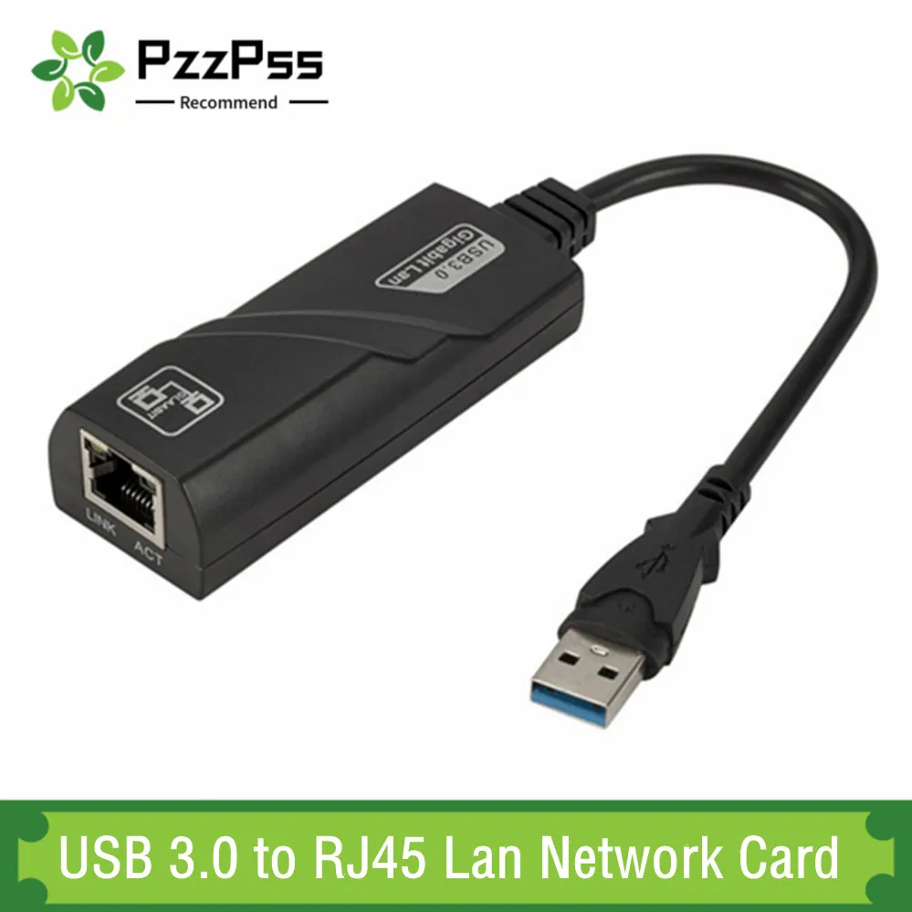 

PzzPss Wired USB 3.0 to RJ45 Lan Network Card 10/100/1000Mbps Ethernet Adapter For Laptop PC Macbook Windows 7 8 10