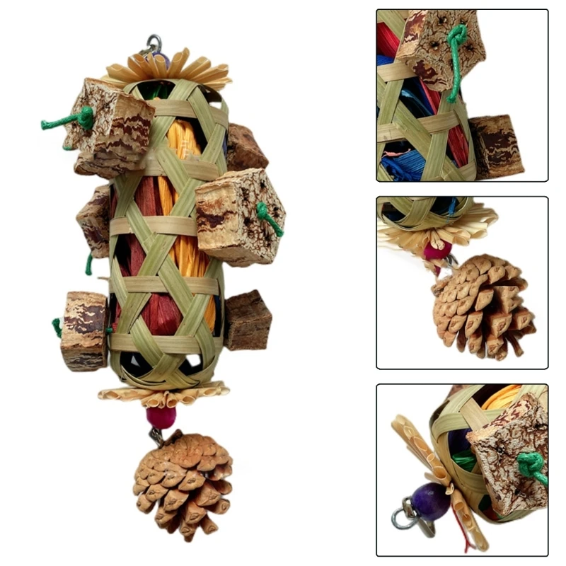 Pet Bird Chew Toy Natural Cornhusk Pinecone for Cockatiel Conure Cockatoos Teeth Grinding Toy for Cage Bird parrot toy bird toy