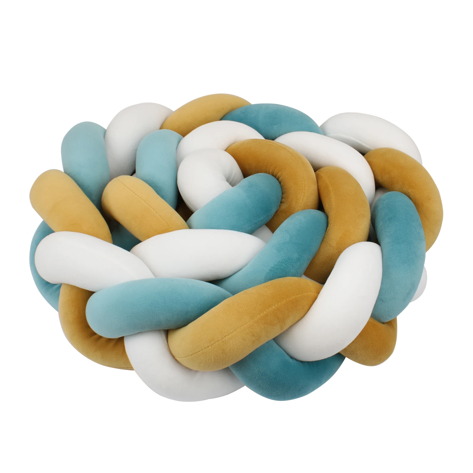 1m/2m/3m/4m Paraurti per lettino per neonato Protezione per lettino Nodo Treccia Cuscino Cuscino Culla Paraurti anticollisione - immagine 3