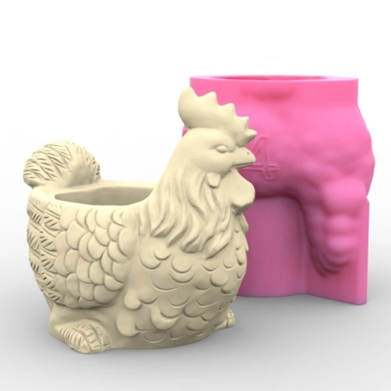 MXME Epoxy Molds Flowerpot Mold Silicone Concrete Mold Rooster Shaped Silicone Vase Molds Perfect Gift for Art Enthusiasts