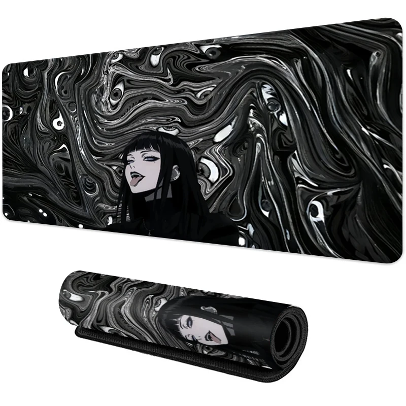 Evil Girl Devil Eye Gaming Mousepad XXL Keyboard Gamer Mouse Pad on The Table Speed Desk Mat Anime 900x400 800X300 big Mouse Mat 5