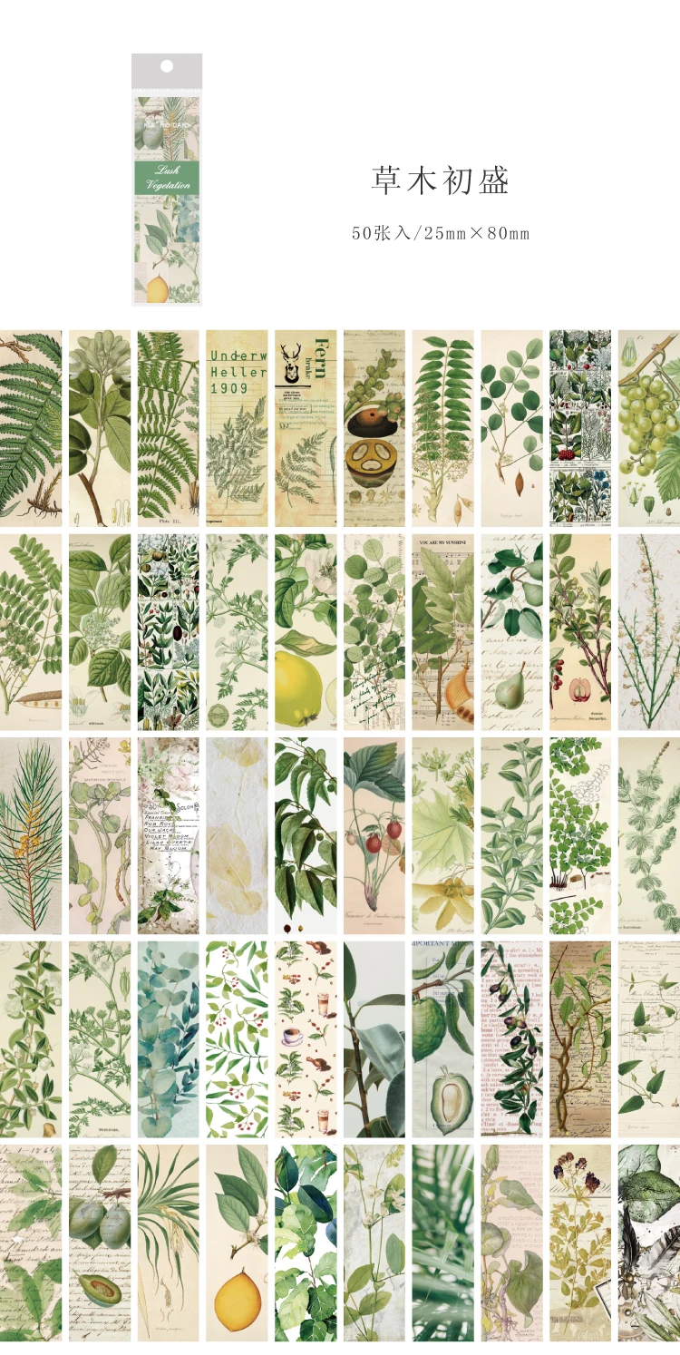Yoofun 50 Blatt Vintage Washi-Papier-Aufkleber, Buch, Schmetterlinge, natürliche Pflanzen, Aufkleber für Collage, Junk Journals, Scrapbooking, Dekor – Detail 6