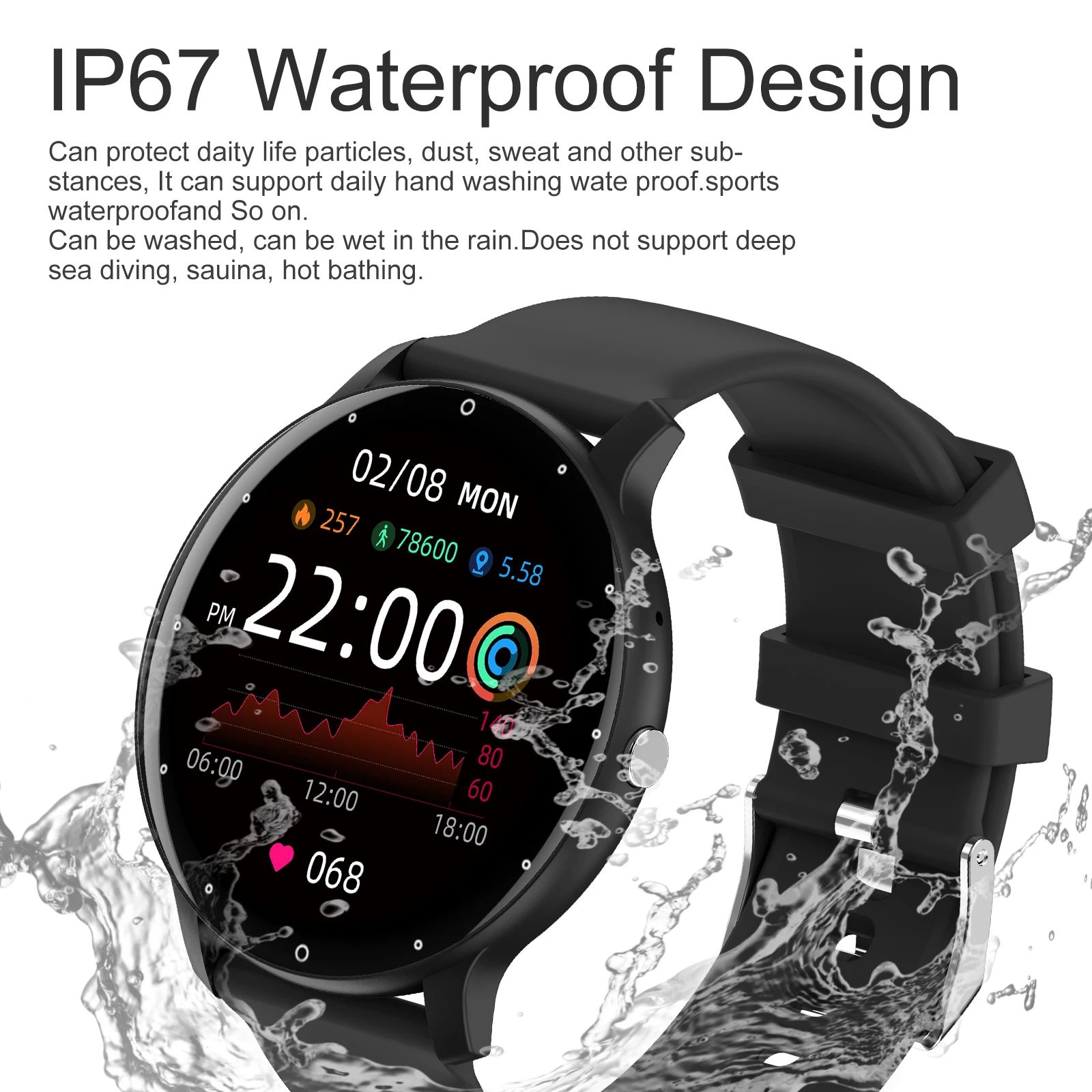 LIGE Men Smart Watch Full Touch Screen Sport Fitness Tracker