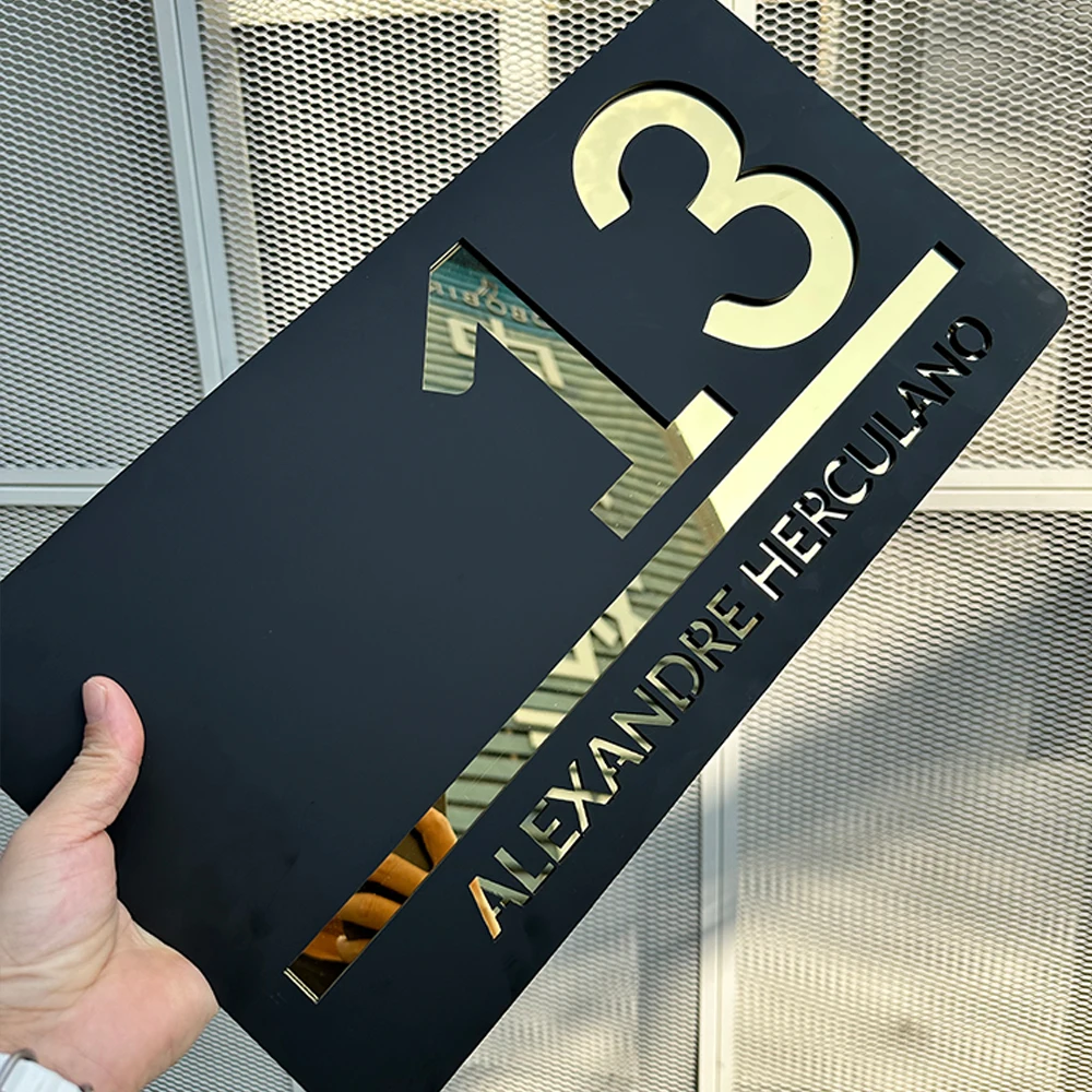 Sinal de Porta Flutuante Acrílico Personalizado 3d Corte a Laser Sinal Numérico da Casa ao ar Livre Placas de Rua Fosco Família 28 cm 40 cm 45cm