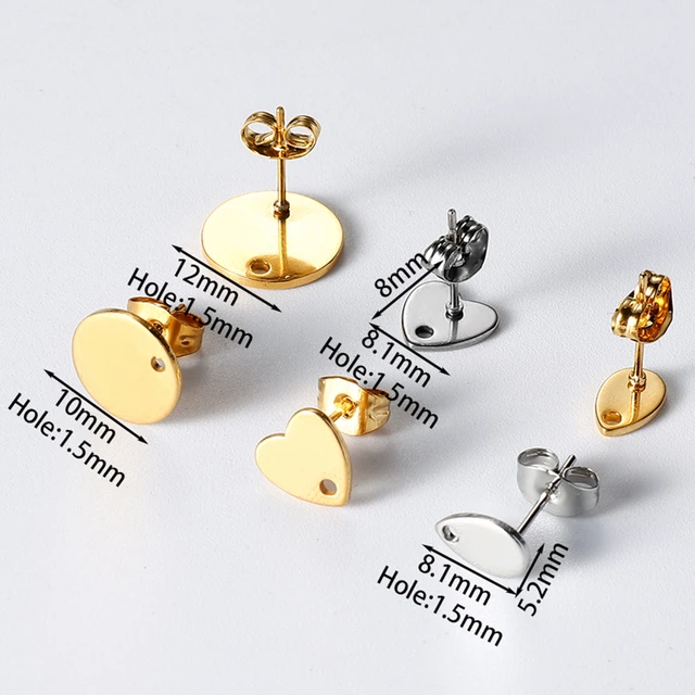 Stainless steel heart hoops, Gold & silver findings for earring making