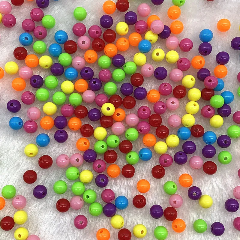 4mm 6mm 8mm Candy-colored Acrylic Beads Round Beads for DIY Clothing Accessories Bracelet Beaded Earrings