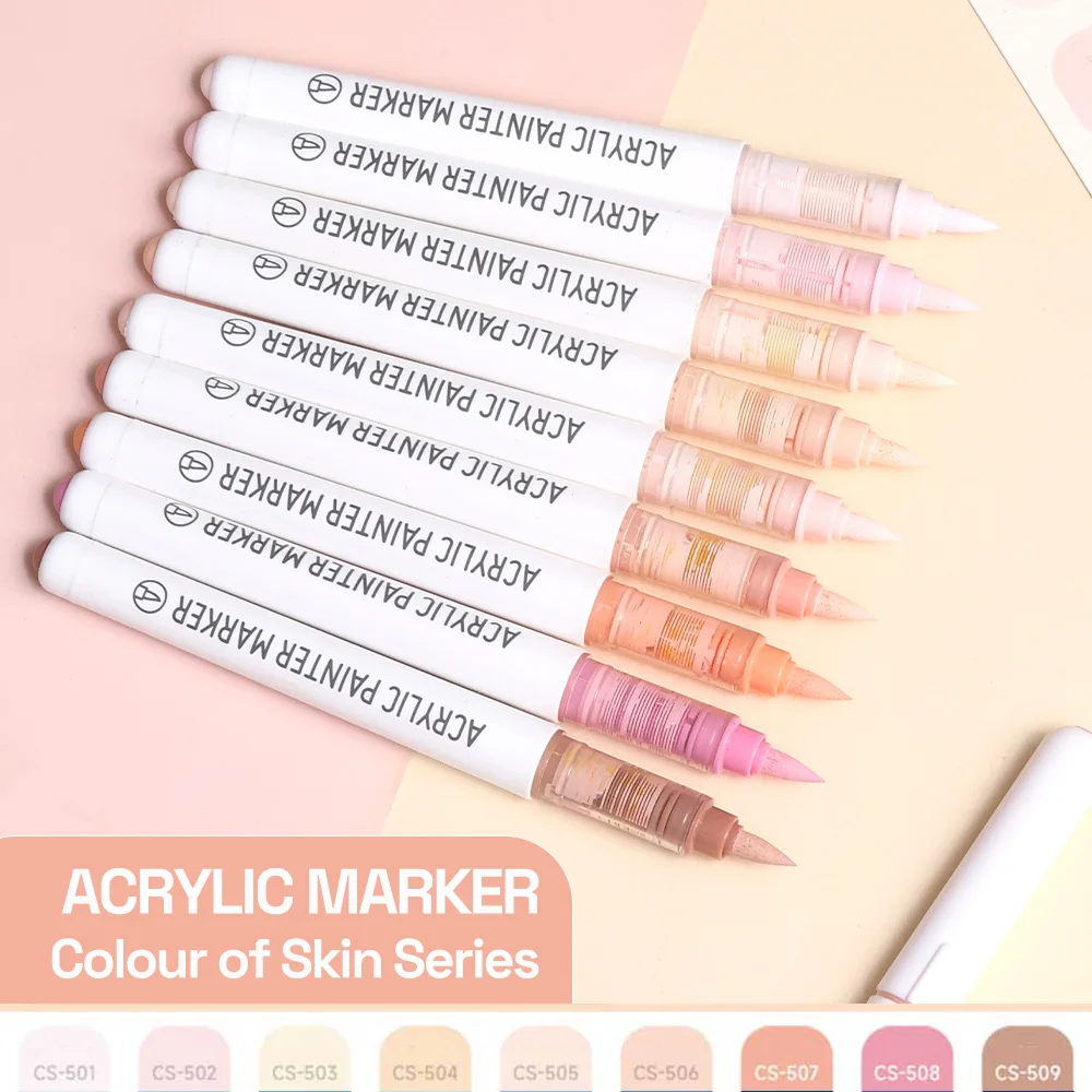 Vibrant Acrylic Paint Brush Pens Set for Creative Projects - 9 Color Collection
