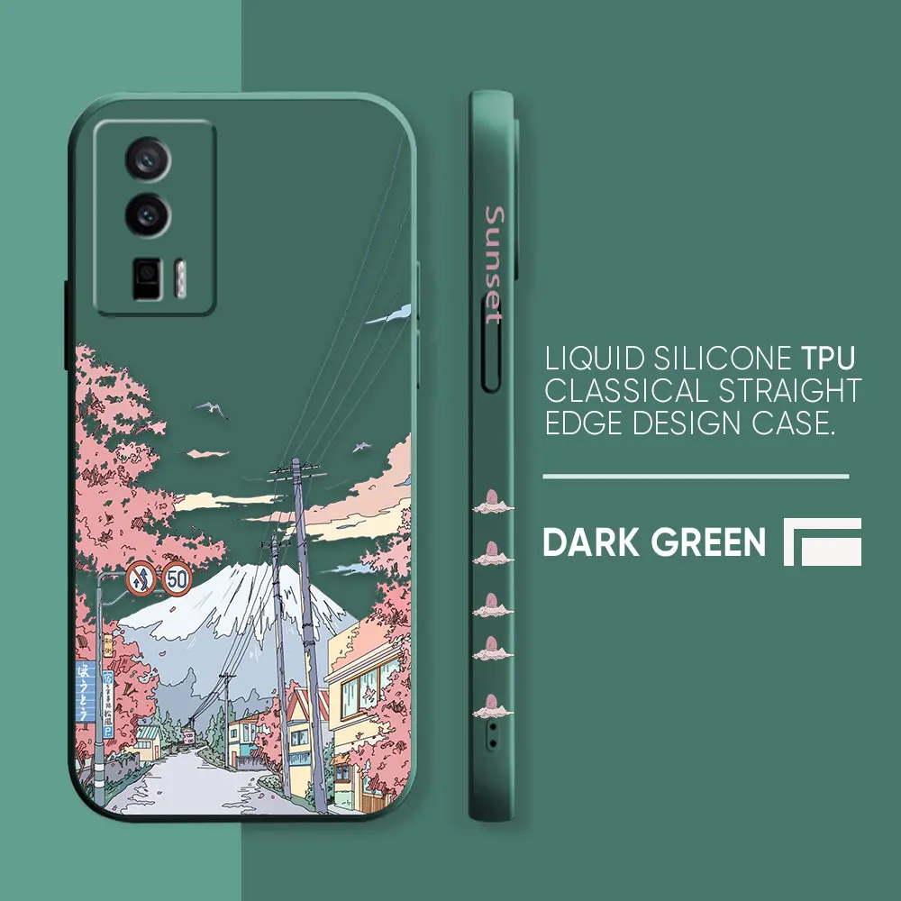 thumbnail image 1 of Case For Redmi K60E K50 K40S K40 K30 K20 10C 9 8A 8 10 Pro 4G 5G Colour Simple Liquid silicone Case Sunset Maple Snow Mountains, 1 of 5