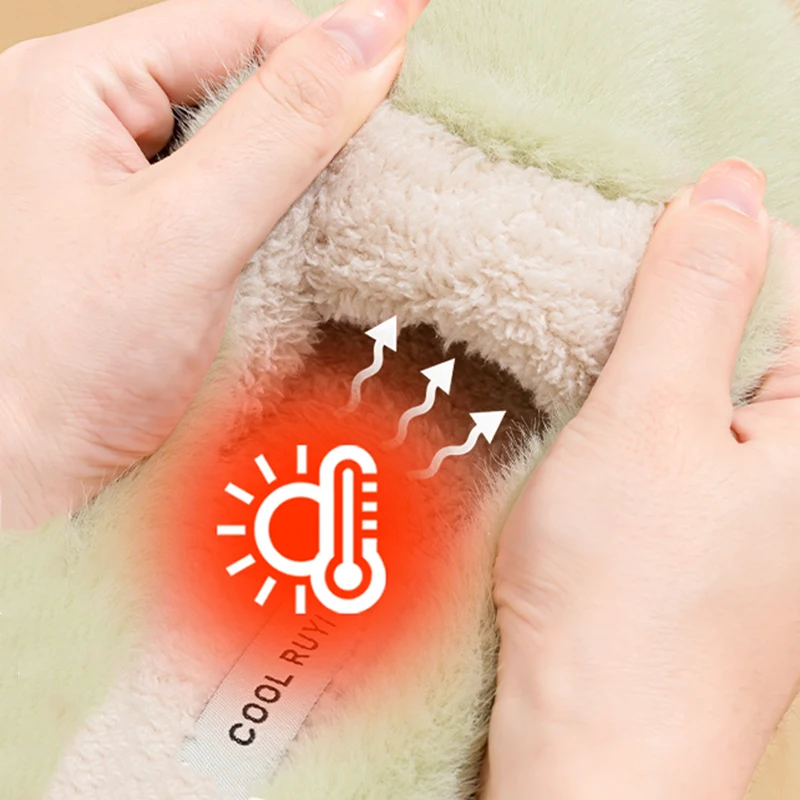 2025 Indoor Warm Faux Fur Slippers Women Comfortable Non Slip Fluffy Home Slides Woman Soft Sole Cotton Slipper Shoes Ladies