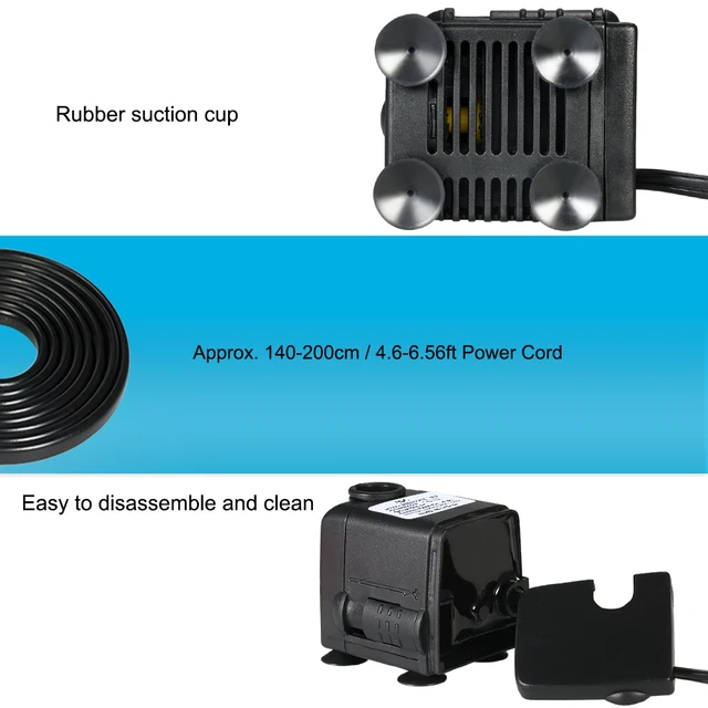 Pompa Sommersa Mini 180L/H 3W - Per Acquari, Fontane, Con Ugelli - Foto 6