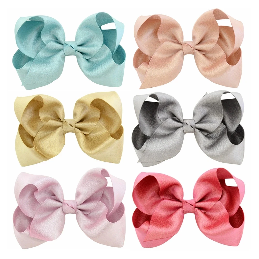 

1Piece Colorful 4Inch Grosgrain Ribbon Beauty Hair Bows With Clip For Girls Boutique Hairpins Handmade Headwear Hair Accessories