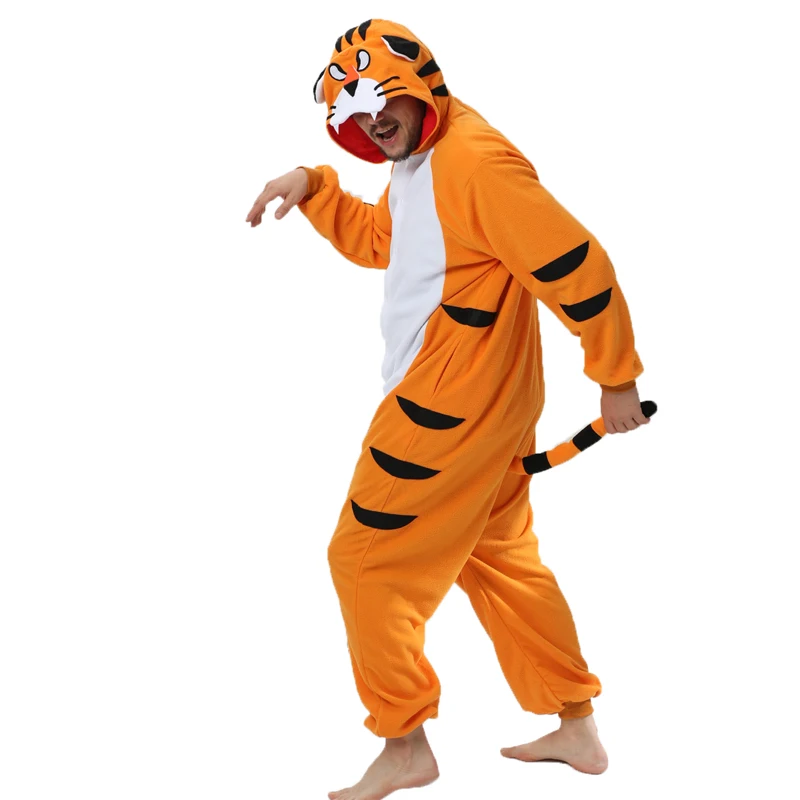 Bengal tiger animal costume cosplay costume kigurumi men one piece pajamas halloween christmas party hooded cartoon pajamas