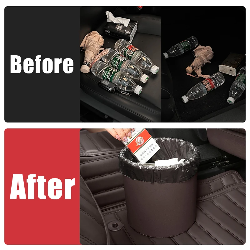 Universal Portable Car Circular Trash Can Garbage Pocket Sundries Bin Case For Toyota Land Cruiser LC300 300